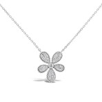 18k White Gold Flower Cluster Necklace // 18" // New