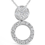 18k White Gold Two-Way Round Halo Illusion Pendant Necklace // 18" // New