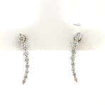 18k White Gold Graduated Diamonds Climber Studs Earrings // New