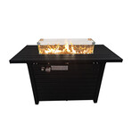 Steel Propane Outdoor Fire Pit Table with Lid (Black)