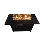 Steel Propane Outdoor Fire Pit Table with Lid (Black)