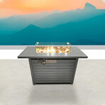 Steel Propane Outdoor Fire Pit Table with Lid (Black)