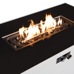 White Smoked Glass Metal Rectangle Fire Pit (White)