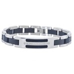 1/5 Ctw Black Treated Diamond Stainless Steel Id Style Bracelet