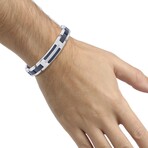 1/5 Ctw Black Treated Diamond Stainless Steel Id Style Bracelet