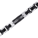 1/5 Ctw Black Treated Diamond Stainless Steel Id Style Bracelet
