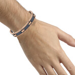 Stainless Steel + Black Ceramic Bracelet With Rose Iron Plating Connectors