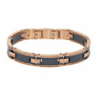 Stainless Steel + Black Ceramic Bracelet With Rose Iron Plating Connectors