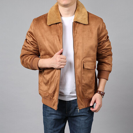 Trucker Jacket with Brown Collar // Brown (XS)