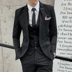 Mens 3pc Slim Fitted Suits  // Dark Gray + Gray pinstripes (XS)