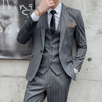 Mens 3pc Slim Fitted Suits  // Light Gray + Gray pinstripes (S)