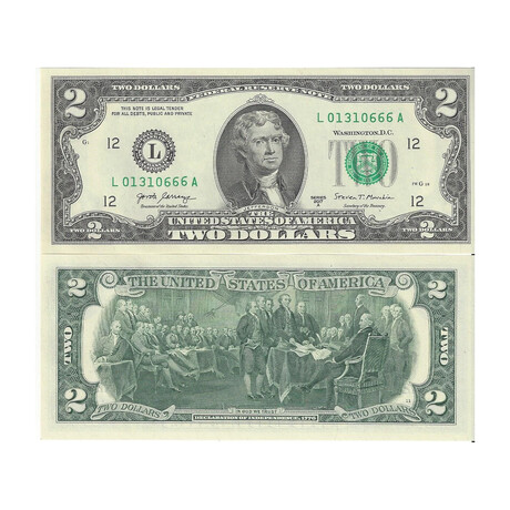 2017 A $2 Federal Reserve Original Pack # 666 Note