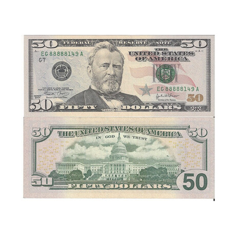 2004 $50 Federal Reserve SUPER LUCKY SERIAL NUMBER  EG 88888149 A
