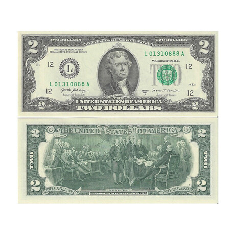 2017 A $2 Federal Reserve Original Pack Lucky # 888