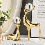 Brass Deers with Crystal // Small // 2 Piece Set