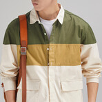 Z146 Apricot & Multicolor Print // Shirt Jacket (L)