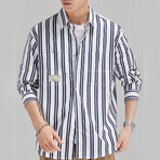 Z193 White & Stripes Print // Shirt Jacket (XS)