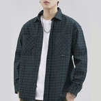 Z957 Green & Cell Print // Shirt Jacket (L)