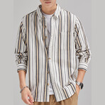 Z106 White & Stripes Print // Shirt Jacket (M)