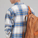 Z198 Blue & Multicolor Print // Shirt Jacket (L)