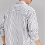 Z192 White & Stripes Print // Shirt Jacket (M)