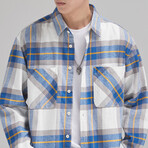 Z198 Blue & Multicolor Print // Shirt Jacket (M)