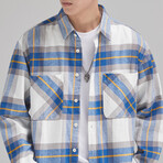 Z198 Blue & Multicolor Print // Shirt Jacket (XS)