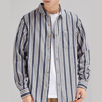 Z106 Blue & Stripes Print // Shirt Jacket (L)