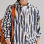 Z106 Blue & Stripes Print // Shirt Jacket (XL)