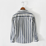 Z106 Blue & Stripes Print // Shirt Jacket (L)