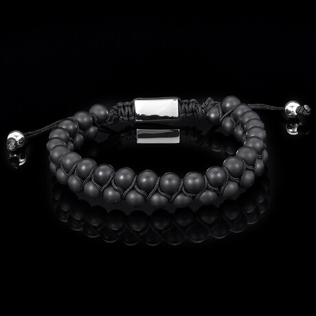 Matte Onyx Double Row Adjustable Bracelet // 8"