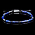 Lapis Lazuli + Hematite Stone Adjustable Bracelet // 9"