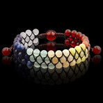 Polished Multicolor Stone Bead Adjustable Bracelet // 8"