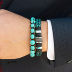 Turquoise Stone Adjustable Bead Bracelet // 8.25"