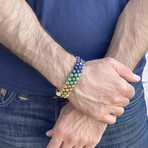 Polished Multicolor Stone Bead Adjustable Bracelet // 8"