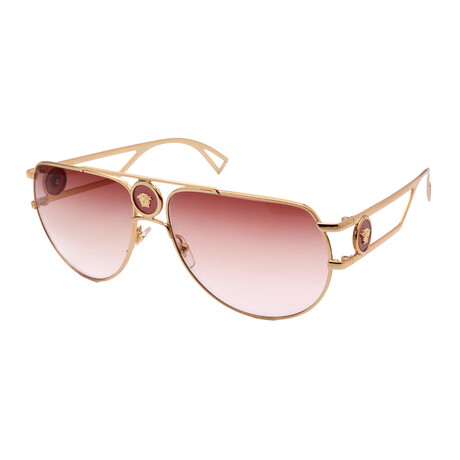 Versace // VE2225-10020P // Pilot Sunglasses // Gold + Orange Brown Gradient