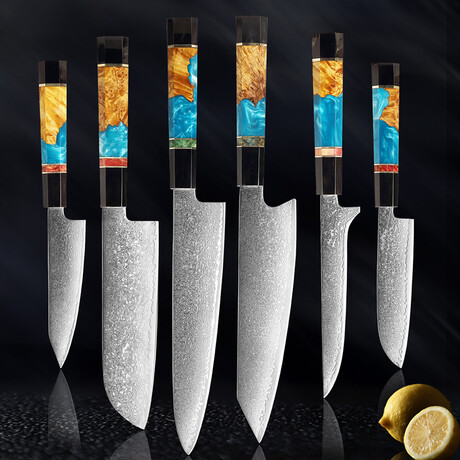 Damascus Knife Set // 6-Piece Set