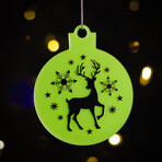 Glow in the Dark Christmas Ornaments // Pack of 9 // Green