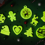 Glow in the Dark Christmas Ornaments // Pack of 9 // Green