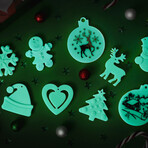 Glow in the Dark Christmas Ornaments // Pack of 9 // Aqua