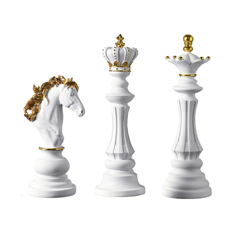 Resin Chess Piece Statues // 3 Pieces // White