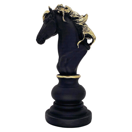 Resin Chess Piece Statues // Knight // Black