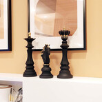 Resin Chess Piece Statues // 3 Pieces // Black