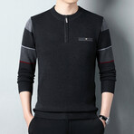 AQZS-2 //  Quarter Zip Sweaters // Black (L)
