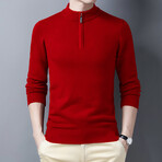 AQZS-21 //  Quarter Zip Sweaters // Red (L)