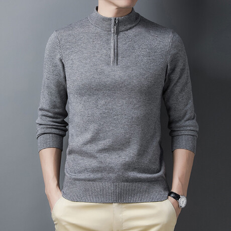 AQZS-18 //  Quarter Zip Sweaters // Gray (XS)