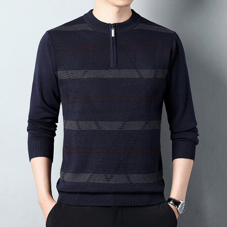 AQZS-7 //  Quarter Zip Sweaters // Dark Blue (XS)