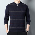 AQZS-7 //  Quarter Zip Sweaters // Dark Blue (XL)
