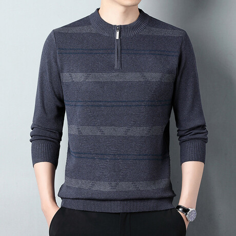 AQZS-6 //  Quarter Zip Sweaters // Blue (XS)