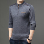 AQZS-15 //  Quarter Zip Sweaters // Gray (M)
